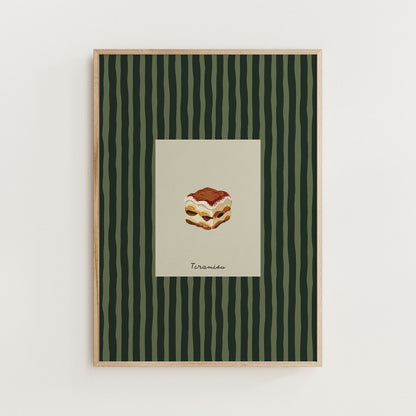 Minimal Tiramisu Dessert Print Kitchen Wall Art